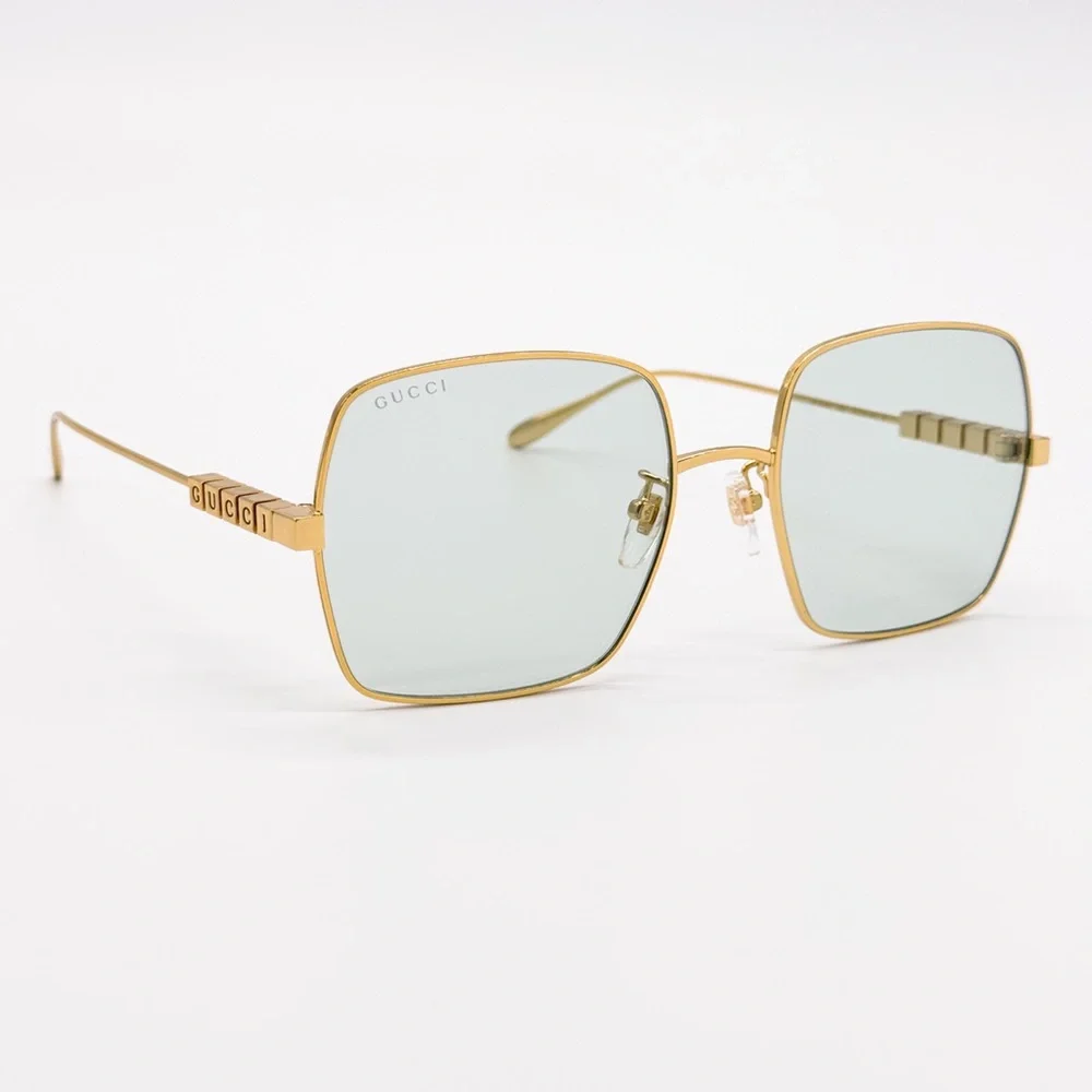 NEW GUCCI GG1434S 003 SQUARE GOLD GREEN WOMEN SUNGLASSES GUCCI